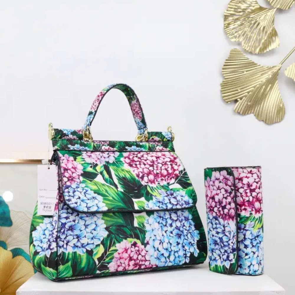 2pcs/set Fashion Print Top Handle Bag,